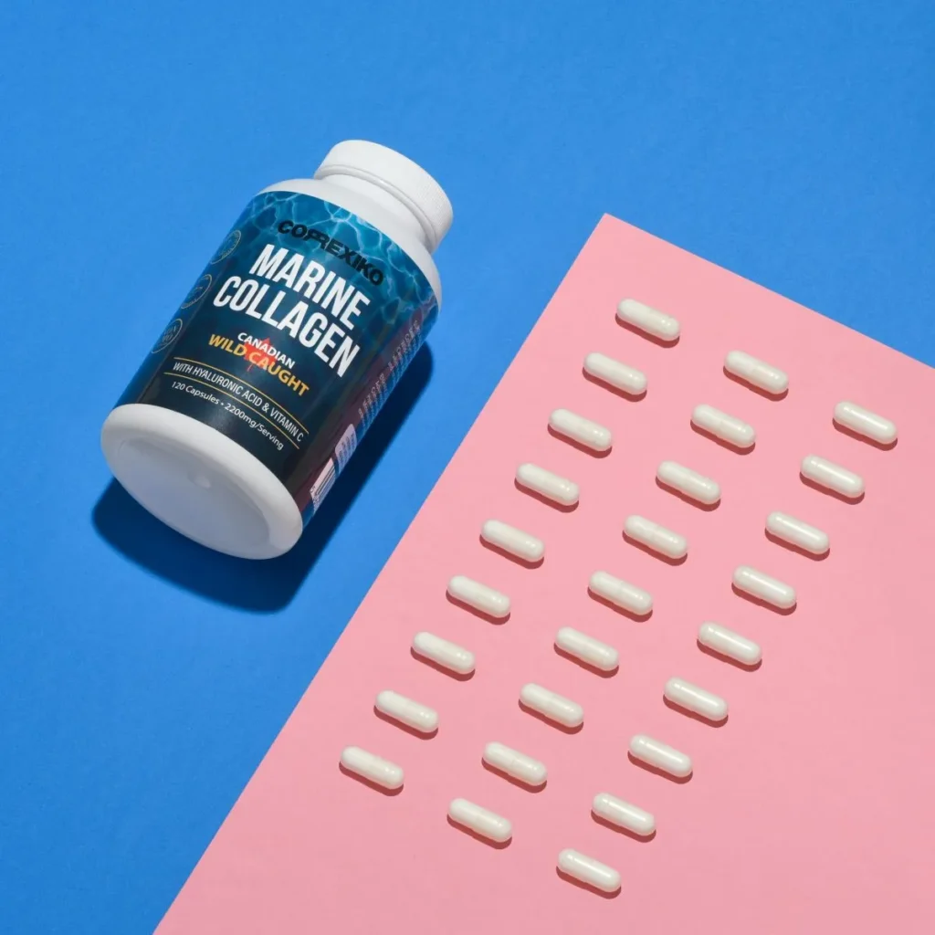 Collagen tablets on the table